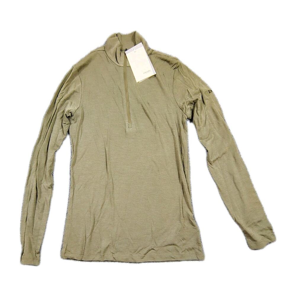 Icebreaker 1/4 Zip Sweater Men’s M Green Merino Wool Everyday Base Layer Hiking